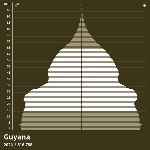 Bevölkerungspyramide von Guyana im Jahr 2024 Bevölkerungspyramiden