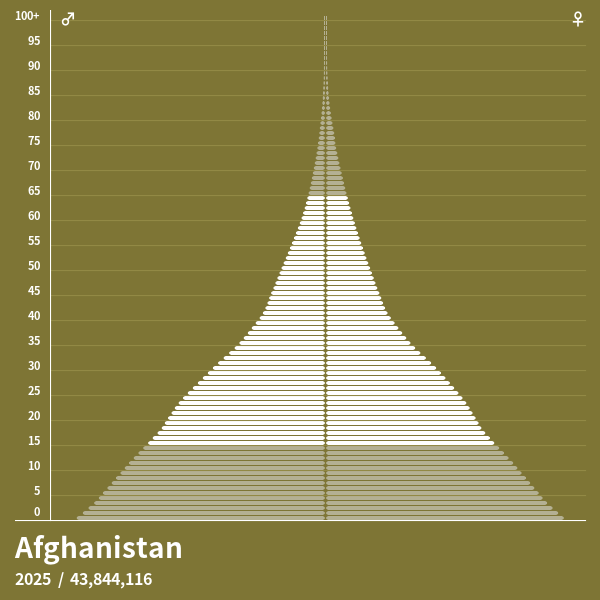 Bevölkerungspyramide von Afghanistan im Jahr 2024 Bevölkerungspyramiden