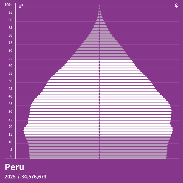 Bevölkerungspyramide von Peru im Jahr 2024 Bevölkerungspyramiden