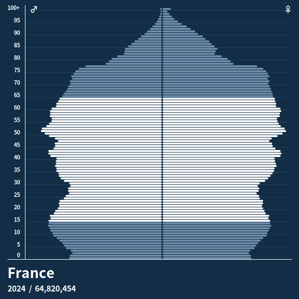 Population Pyramid of France at 2024 Population Pyramids