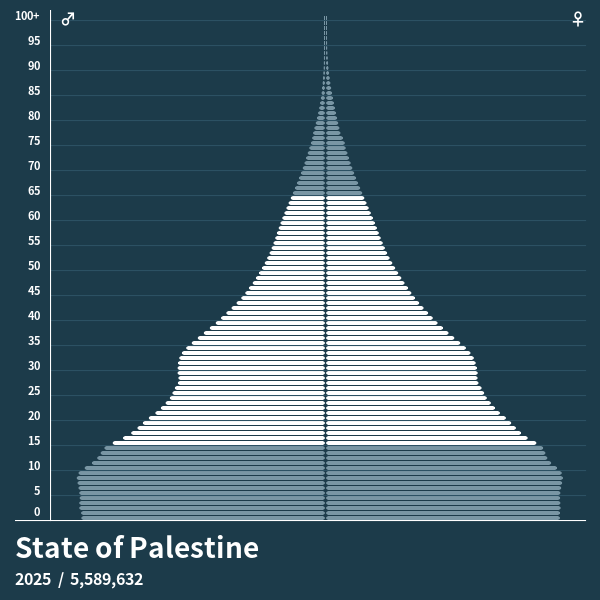 Population Pyramid of State of Palestine at 2024 Population Pyramids