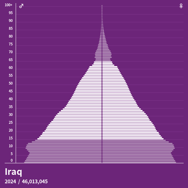 Population Pyramid of Iraq at 2024 Population Pyramids
