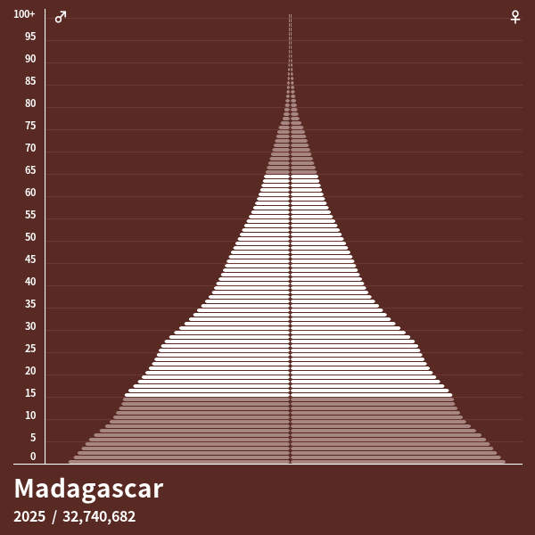 Population Pyramid of Madagascar at 2024 Population Pyramids