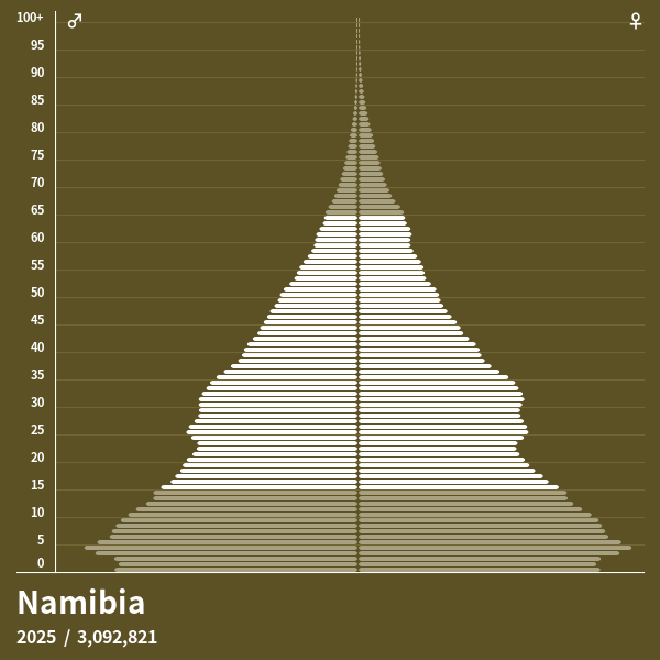 Population Pyramid of Namibia at 2023 - Population Pyramids