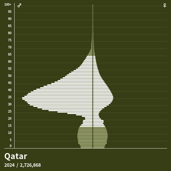 Population Pyramid of Qatar at 2024 Population Pyramids