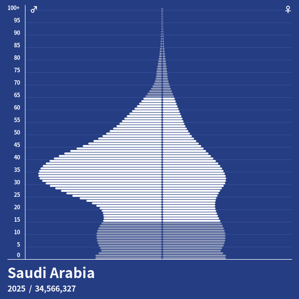 Population Pyramid of Saudi Arabia at 2023 Population Pyramids