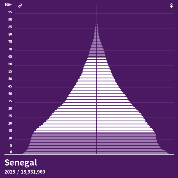 Population Pyramid of Senegal at 2024 Population Pyramids