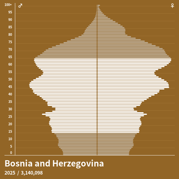 Population Pyramid of Bosnia and Herzegovina at 2024 Population Pyramids