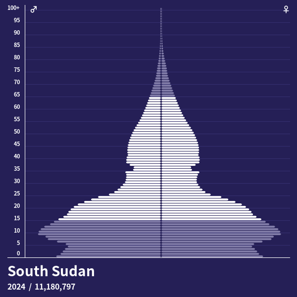 Population Pyramid of South Sudan at 2024 Population Pyramids