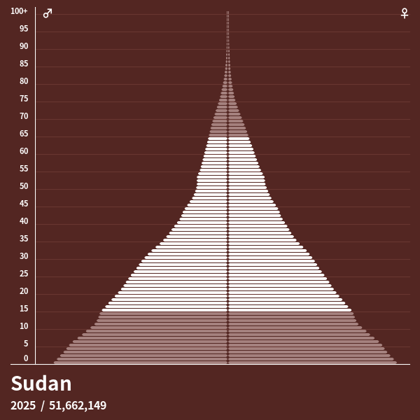 Population Pyramid of Sudan at 2025 Population Pyramids