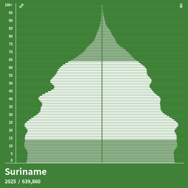 Population Pyramid of Suriname at 2024 Population Pyramids