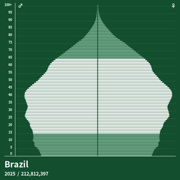 Population Pyramid of Brazil at 2023 - Population Pyramids