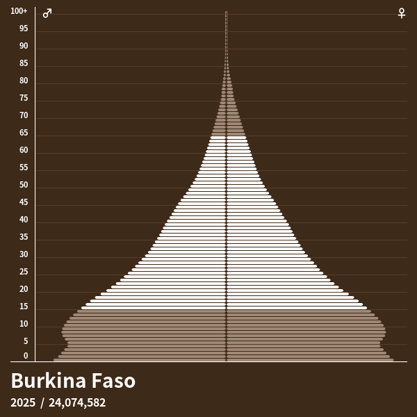 Population Pyramid of Burkina Faso at 2024 Population Pyramids