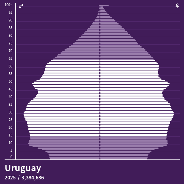 Population Pyramid of Uruguay at 2024 Population Pyramids