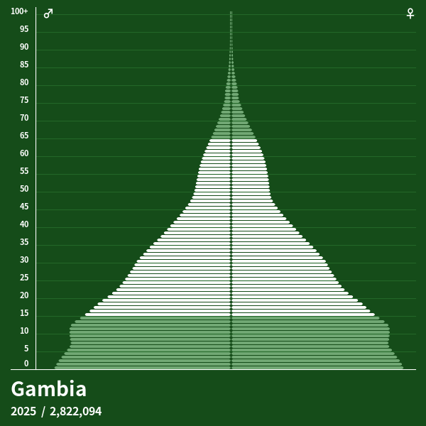 Pirámide de población de Gambia en 2025 Pirámides de población