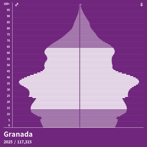 Pirámide de población de Granada en 2025 Pirámides de población