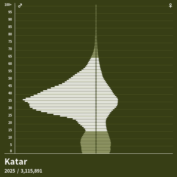 Pirámide de población de Katar en 2025 - Pirámides de población