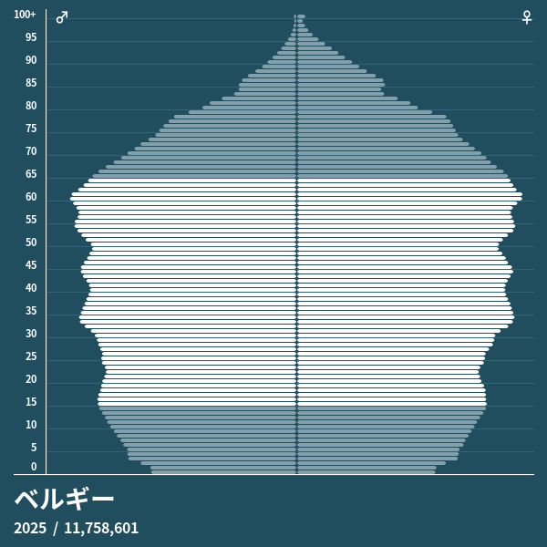 ベルギーの 21 年の人口ピラミッド 人口ピラミッド