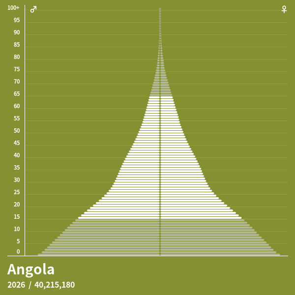 Pirâmide populacional do Angola em 2024 Pirâmides de população