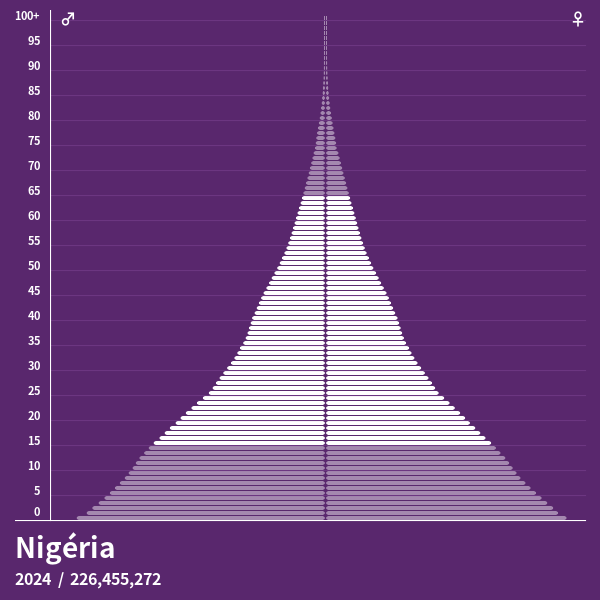 Pirâmide populacional do Nigéria em 2024 Pirâmides de população